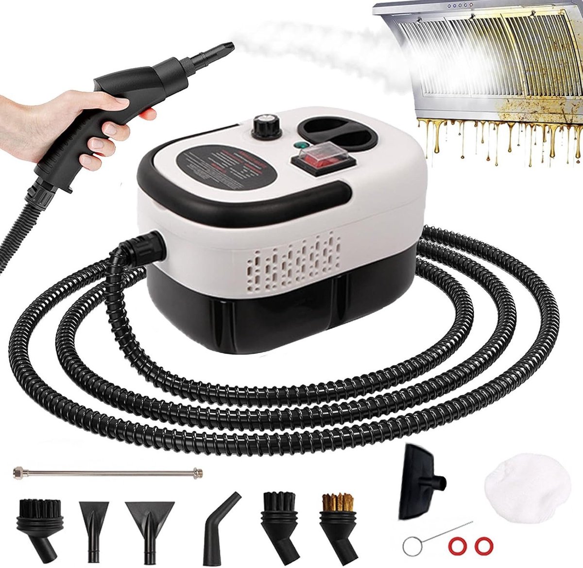 IBETTERTEC - Stoomreiniger - 2500 W - Handstoomreiniger - Draagbaar - Geschikt voor Vloeren Ramen en Keukens
