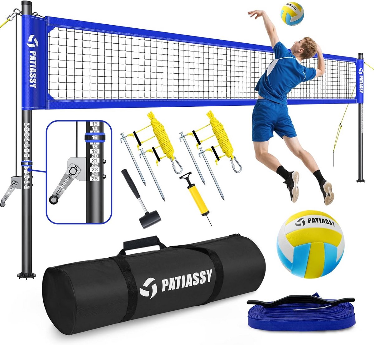 Professionele Volleybal Net Set Outdoor met Verstelbare Hoogte Aluminium Palen en Draagtas