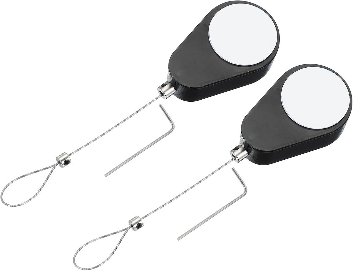 3.3 Ft Retractable Remote Control Tether - 2 Pcs Oval Security Cable Key Lock - Double Sided Adhesive voor TV Remote Gaming Controller - Zwart (Lock Buckles)