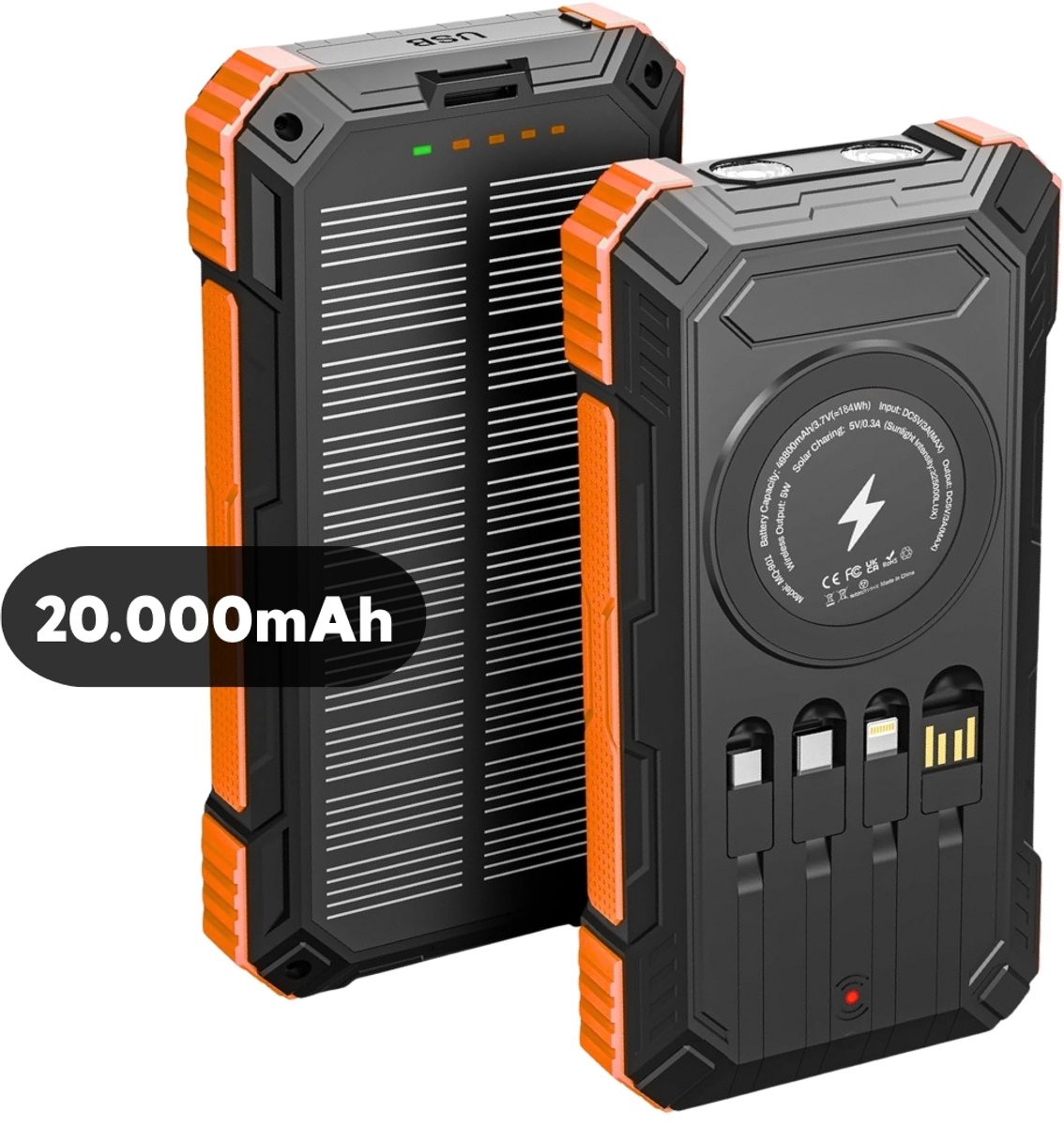 Avyra Solar Powerbank 20000 mAh - Zonneenergie - Powerbank - Avyra - €49,95