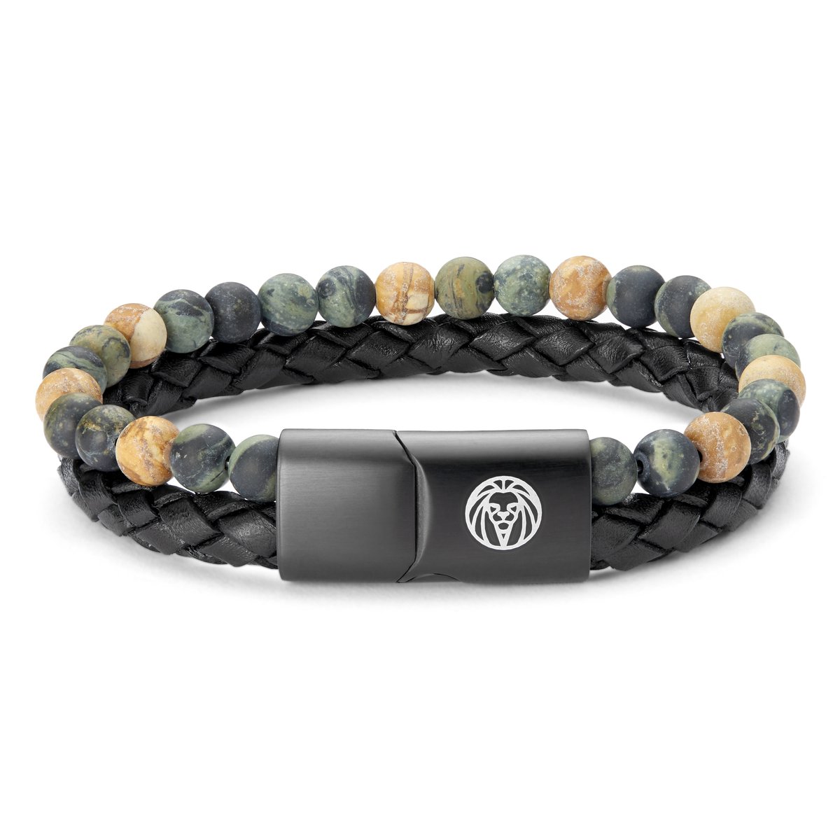 Icon | Armband met Gele & Groene Stenen & Leer