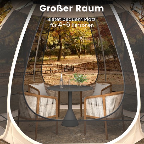 COSTWAY Pop-up tent voor 4-6 personen, opvouwbare outdoor campingtent met rondom mesh en draagtas en zonnedak, strandtent voor tuin, terras, achtertuin van Merkloos — afbeelding 2