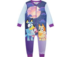 Schattige Bluey Fleece Onesie voor Meisjes met Ritssluiting