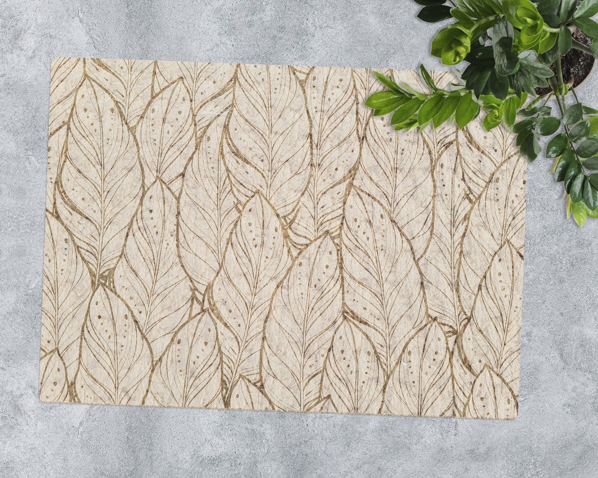 Coloray Vloerbeschermer - Een compositie van wilde bladeren Vloerbeschermer Bureaustoel - 100x70 cm - Beige Bureau Stoel Mat - Vloerbeschermer PVC - Mótif Vloerbeschermer - Rechthoekige Mat - Natuur Thema