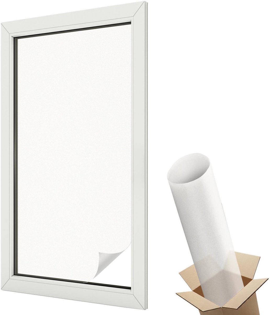 Wallfluent Glas in Lood Raamfolie - Delicaat wit Glas in Lood Folie - 50x100 cm - Wit Plakfolie Raam Glas in Lood - Decoratieve Plakfolie Glas in Lood - Voor de woonkamer, voor het kantoor, voor de hal - Glas in Lood Folie voor Raam