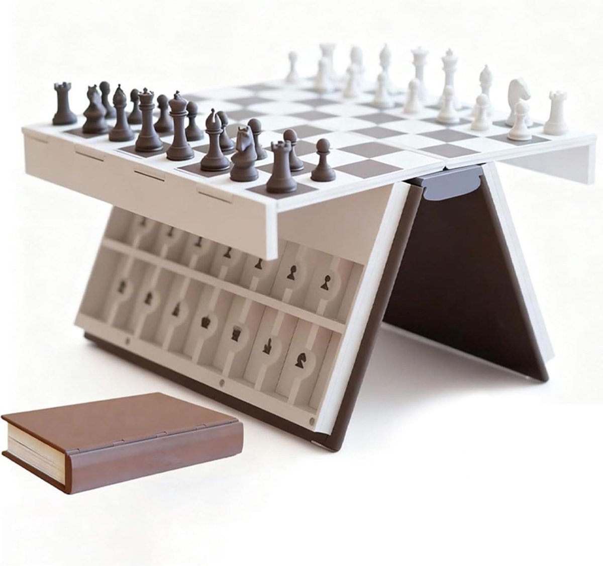 Vouwbaar Schaakboek - Magnetisch Schaakspel - Reis Spelletjes - 3D-gedrukt Ontwerp - 18 x 13 x 5 cm