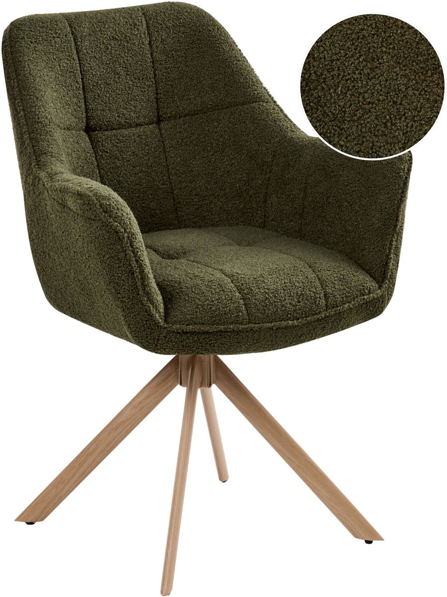 HAYDEN - Eetkamerstoel - Groen - Bouclé