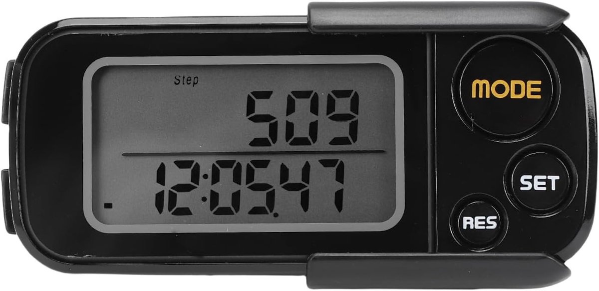 3D Stappenteller - Activiteit Tracker - Wandelen en Fitness - 30 Dagen Geheugen - Groot Digitaal Display - Zwart