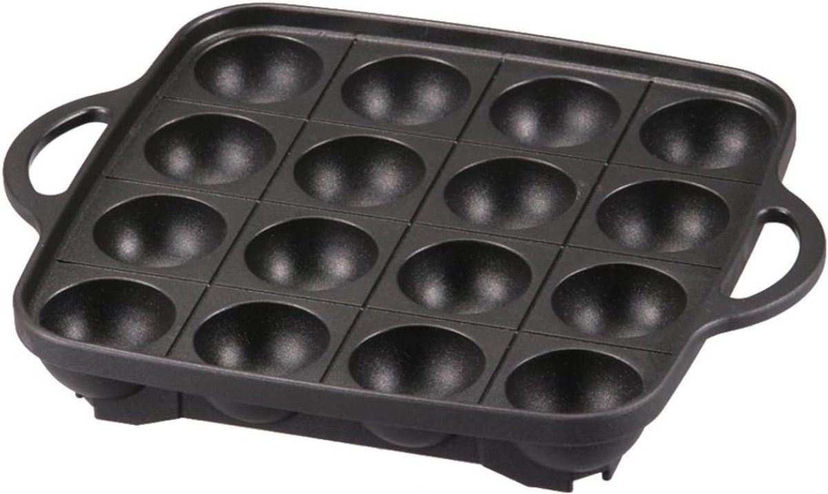 SVN®Poffertjespan - Gietijzeren pan - Voor inductie / electrisch - Poffertjes maken – Zwart - 9 x 11 x 2 cm