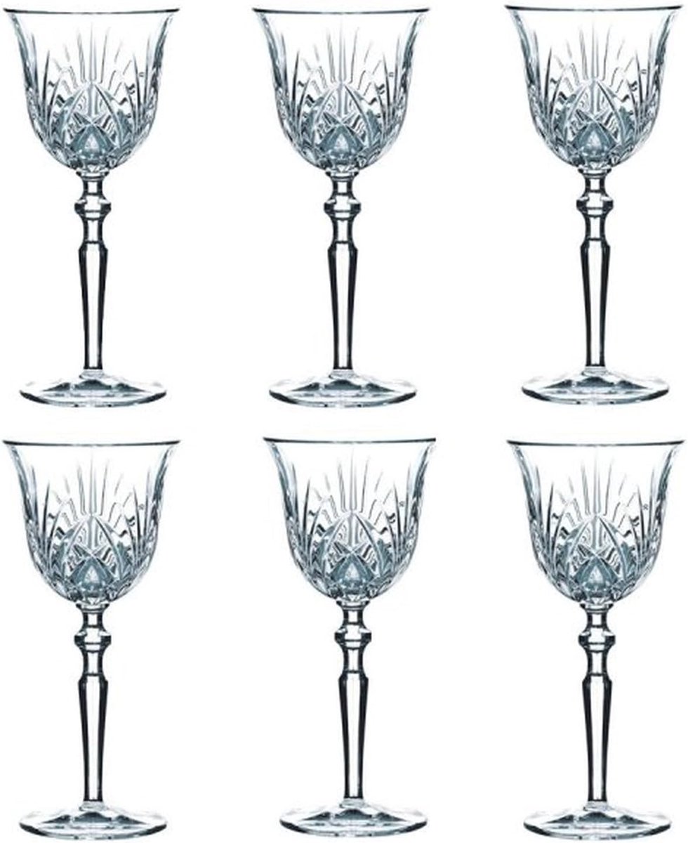 Witte wijnkelk - Glas set - Feestelijke gelegenheid - Gedecoreerd design - 213 ml