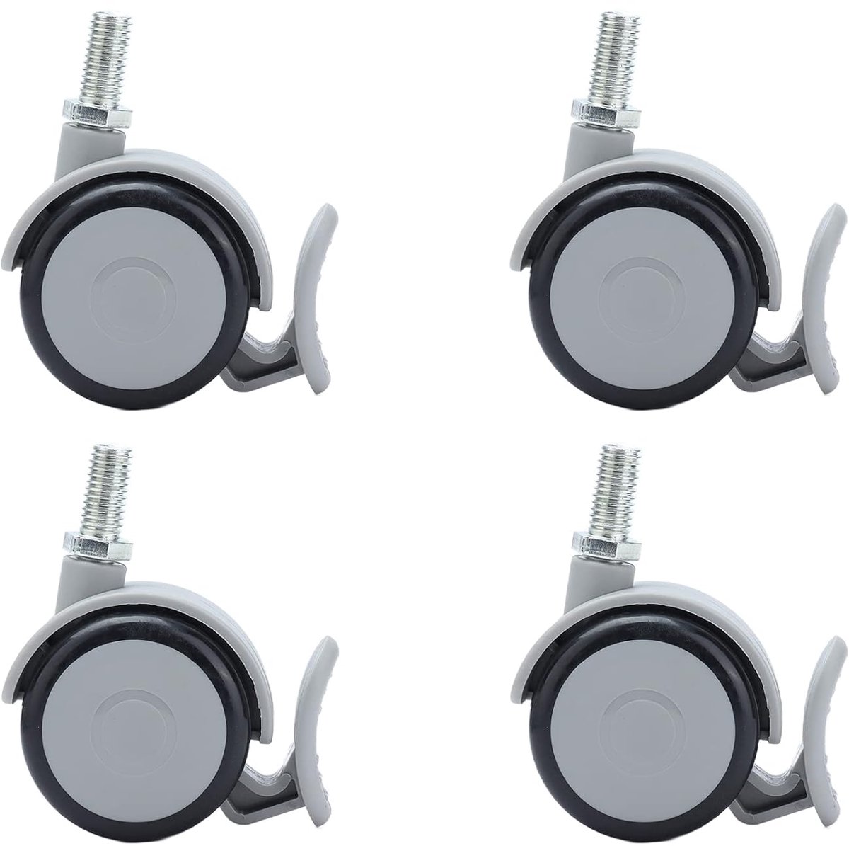 Zwenkwielen 4 Stuks - Meubelwielen Rubber - Meubels Verplaatsen - Met Rem - 2 Inch