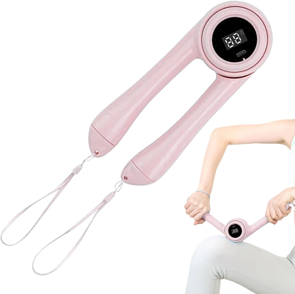 Borsttrainer Opvouwbaar - Krachttrainer Hand - Spierversterking Thuis - Intelligente Tellers - 22x9x7.5 cm - Roze