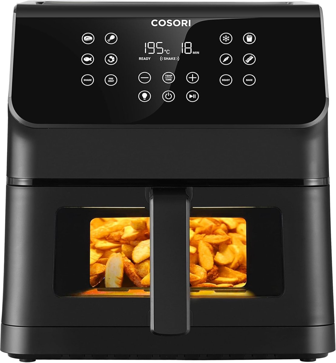 Airfryer met Venster - Friteuse zonder Olie - Gezond Koken - Grote Capaciteit 6.2L - 37x32x30 cm - Zwart