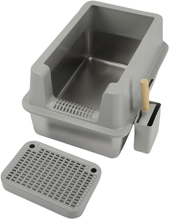 SUPVOX Kattenbak Schep – Roestvrijstaal – Fijn Gaas – 28,5x10x5 Cm – Comfortabele Handgreep – Slijtvast & Antiaanbak – Voor Kittens & Katten
