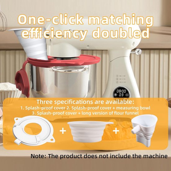 Mixer Accessoires Set - Spatdeksel Maatbeker - Keuken Schoonhouden - Veilig Siliconen Materiaal - 5x11x5cm Kom - Wit — afbeelding 4