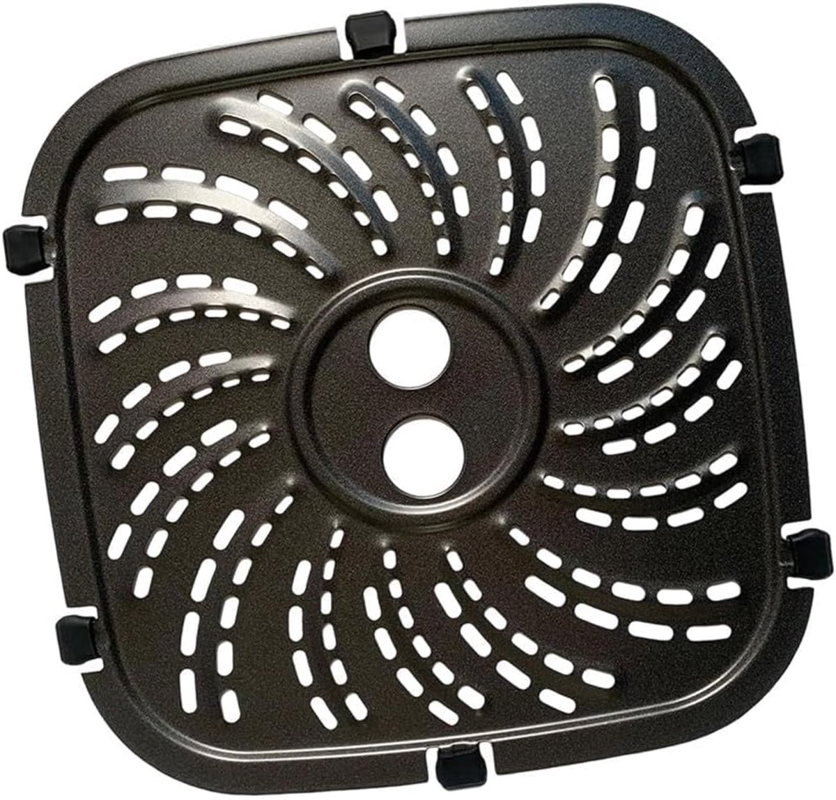 Airfryer Grillplaat - Crisper Tray Accessoire - Luchtfrituren - Dubbele Antiaanbaklaag - 22 x 22 cm - Zwart