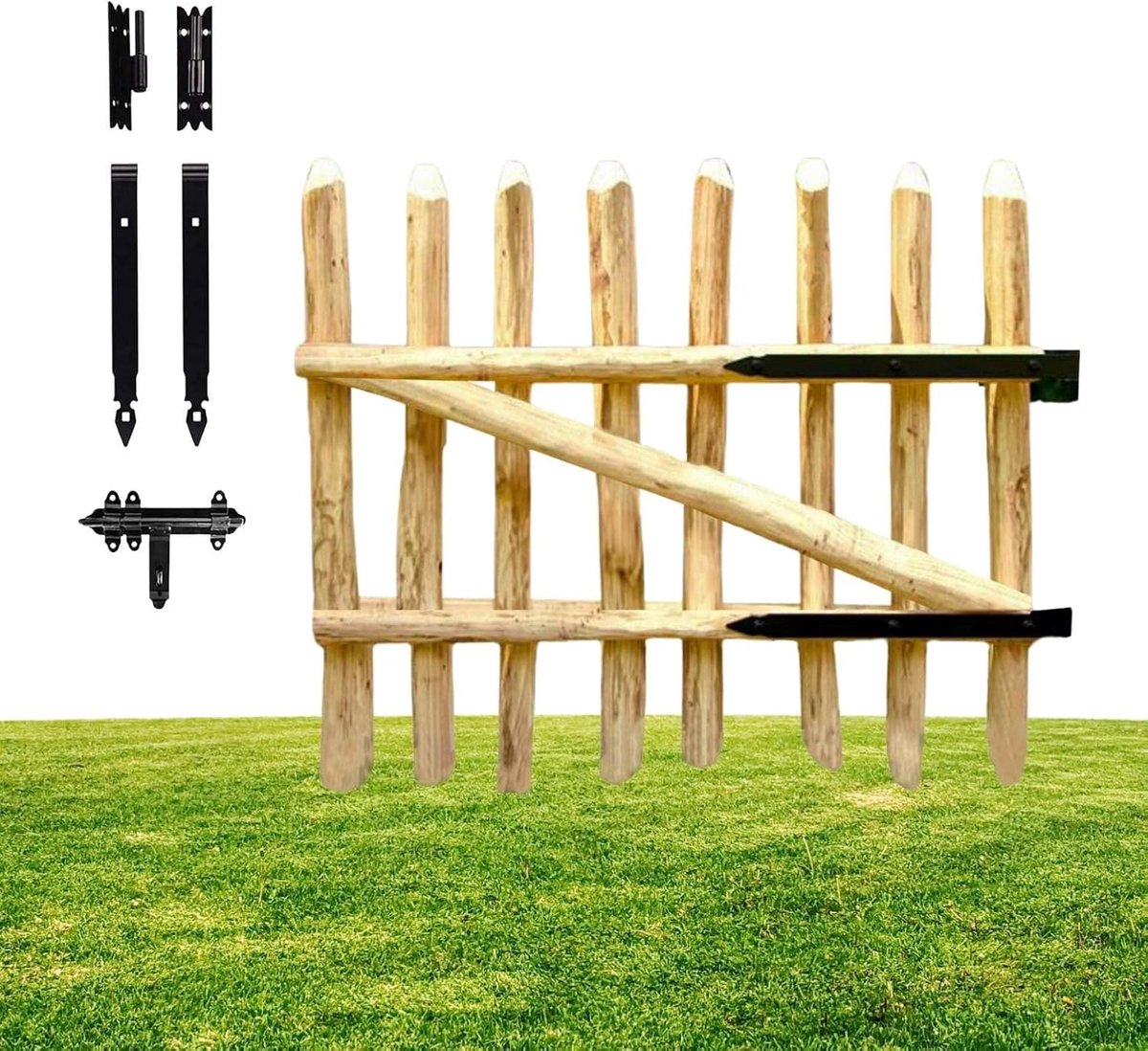 Tuindeur Hekpoort - Tuinpoort Hekdeur - Afsluiten Tuin - Gemaakt van Hazelaar - 50x100cm -