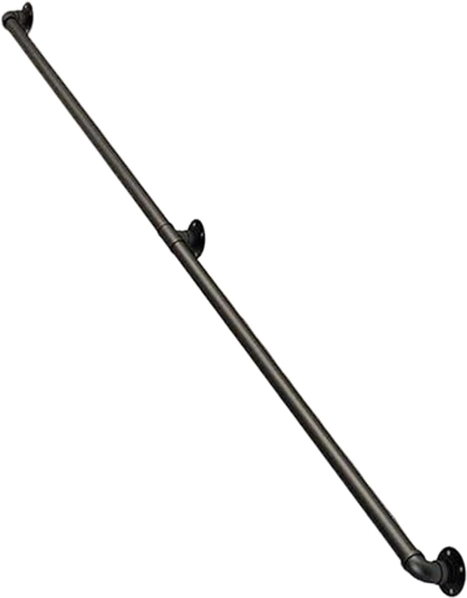 Wandgemonteerde Railkit - Metalen Handgreep - Veilige Trapondersteuning - Weerbestendige Afwerking - 7cm Muurafstand - Zwart