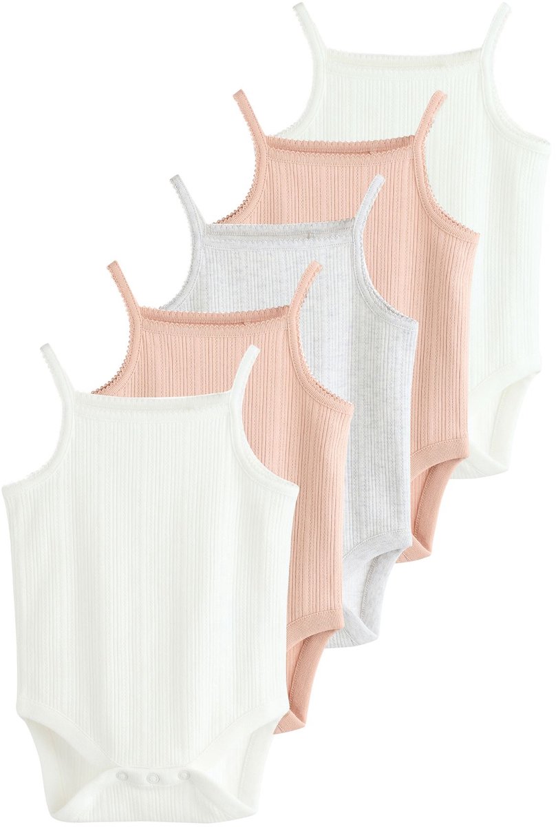 Next 5 Pack Vest Pointelle Baby Bodysuits