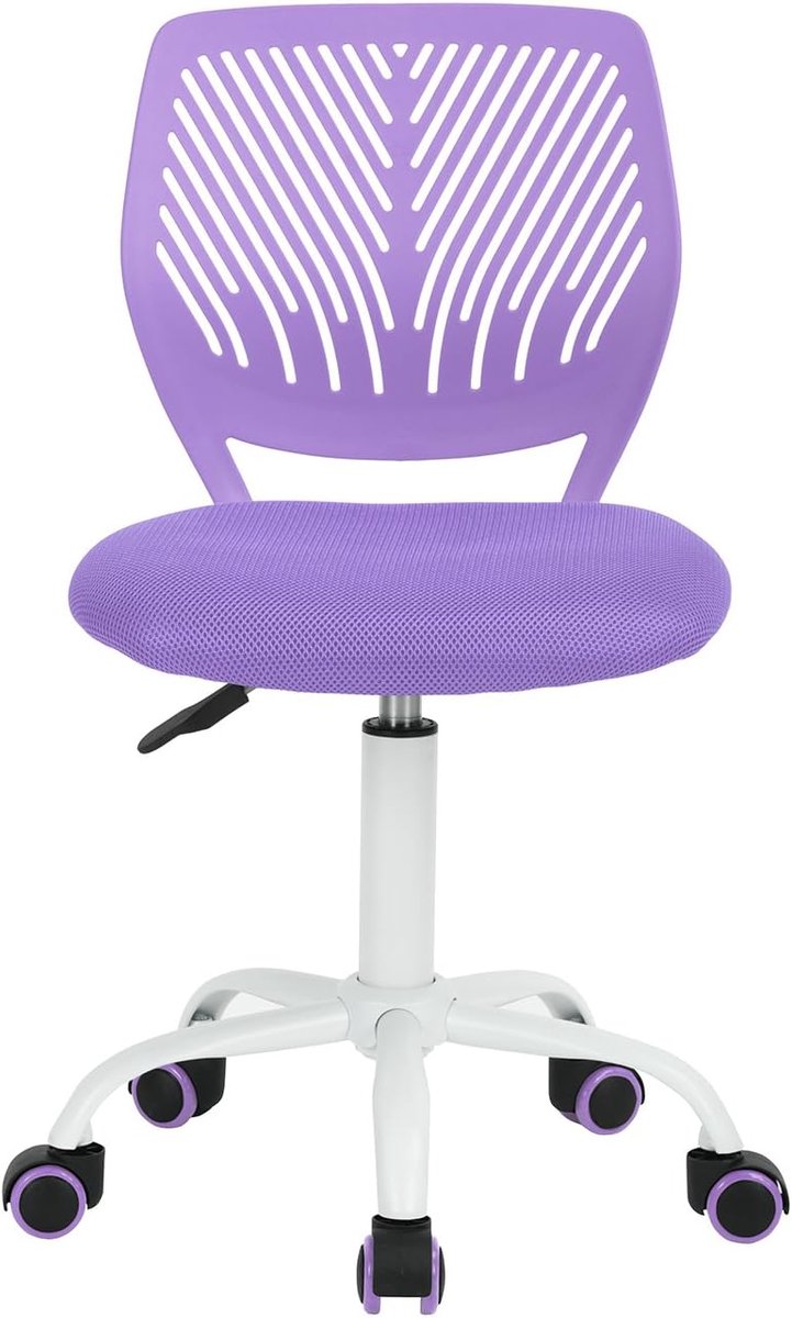 Kinder Bureaustoel - Gamerstoel Kind - Leren en Ontspannen - Verstelbare Zithoogte - 38x40x86 cm - Paars