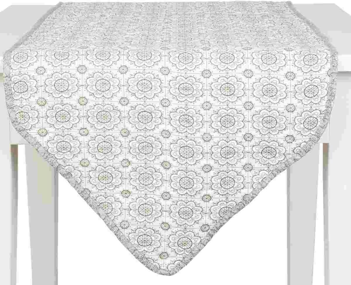 Tafelloper - Tafelkleed - Eettafel Decoratie - Licht Gewatteerd - 50 x 160 cm - Grijs Wit