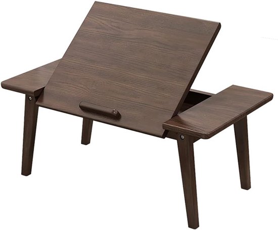 Lage Vloertafel - Opklapbaar Bureau - Picknick Buiten - Verstelbare Hoek - 60x35x27cm - Beige — afbeelding 3