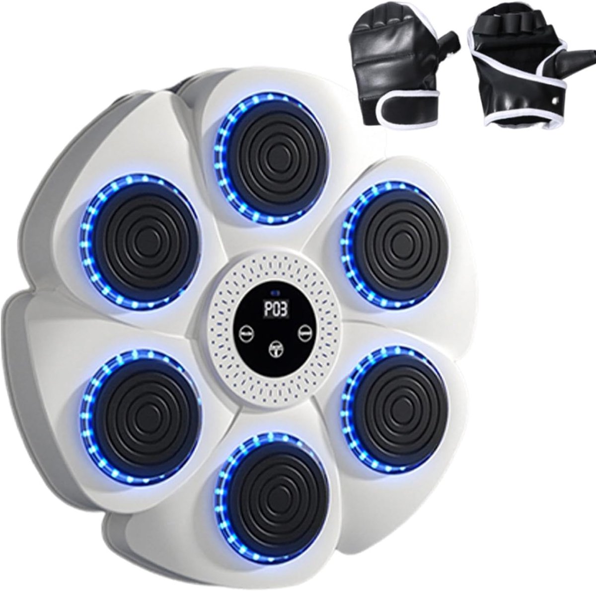 Boksmachine Muziek - Wandmontage Apparaat - Sport Training - 9 Modi 18 Snelheden - 40cm Diameter - Wit