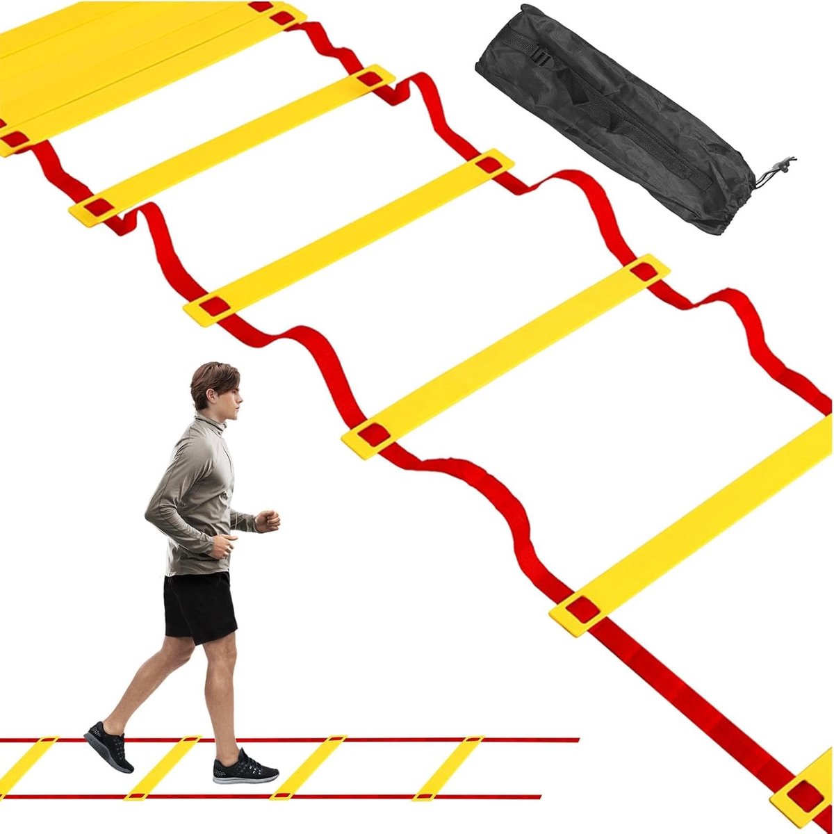 Snelheidsladder Training - Behendigheidstoestel Outdoor - Sportieve Verbetering - Duurzaam Materiaal - 7 Meter Lengte - Rood