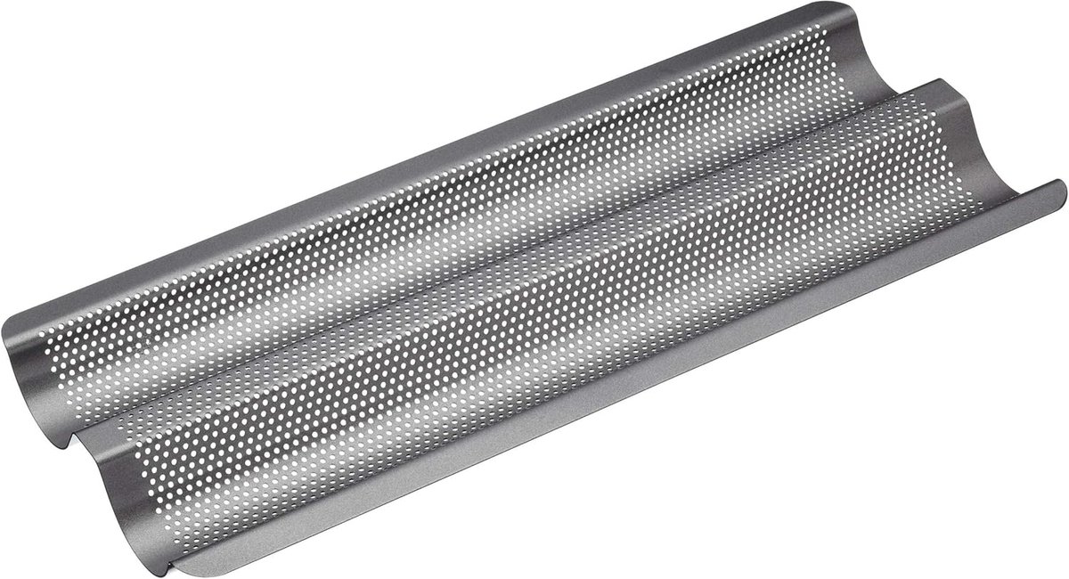 Baguette Bakplaat - Brood Bakvorm - Knapperige Korst - Dubbele Antiaanbaklaag - 39x16 cm - Grijs
