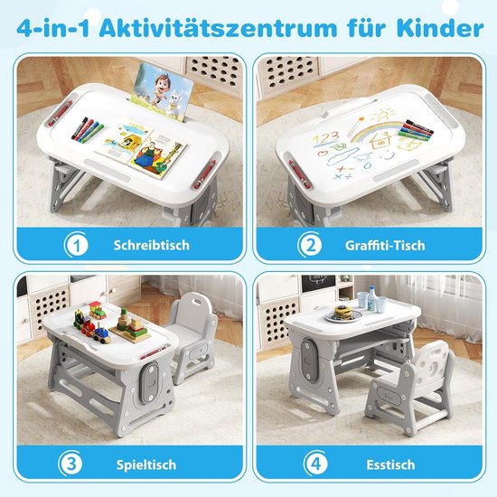 Kindertafel met stoel - Kinderzitgroep activiteitstafel - Creatief spelen knutselen - In hoogte verstelbaar kantelbaar — afbeelding 3