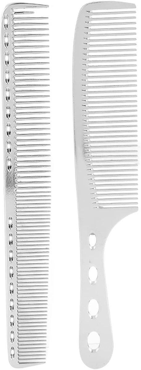 Haarkam Set - Kapperskam Antistatisch - Professioneel Knippen - Lichtgewicht Aluminium - 22.5 cm - Zilver