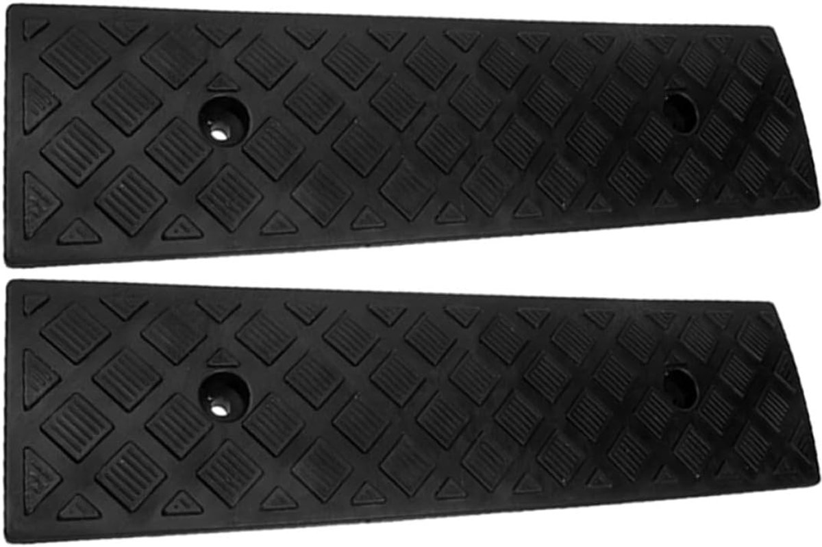 Drempelhulp Rubber - Oprit Hellingsplaat - Toegankelijkheid Verbeteren - Antislip Ontwerp - 49.5 x 13 x 3 cm - Zwart
