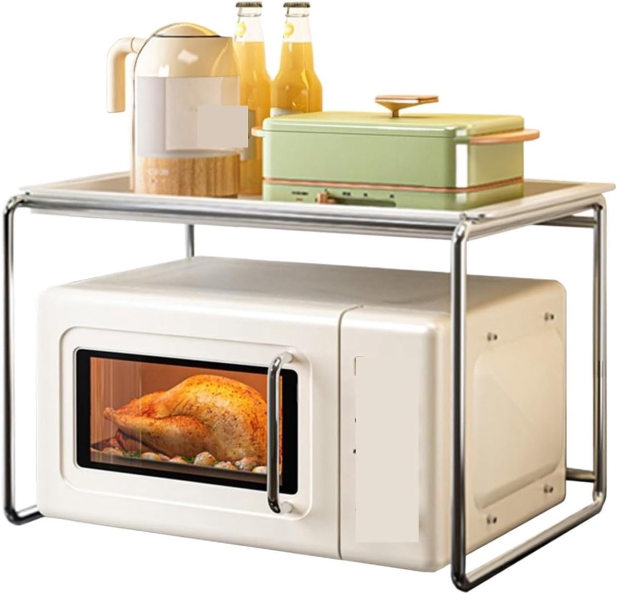Keuken Opbergrek - Magnetron Plank - Aanrecht Ordenen - Veelzijdig Gebruik - 28x38x34cm - Wit