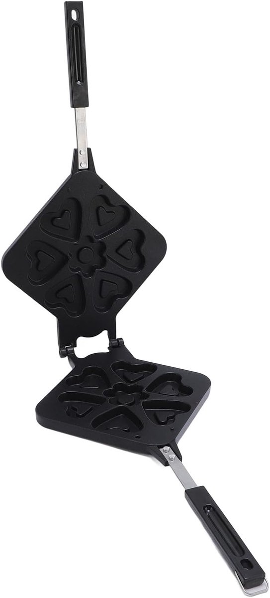 Wafelmaker Hartvorm - Bakpan Wafels - Ontbijt Maken - Dubbelzijdig Koken - 44 x 24 cm