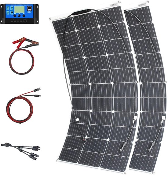 Flexibel Zonnepaneel - Draagbaar Energiepaneel - Mobiele Stroomvoorziening - Hoge Efficiëntie Monocellen - 200W 12V