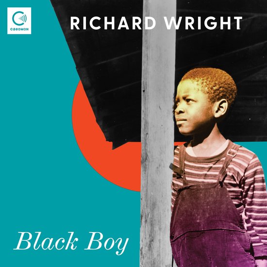 Livre "Black Boy" de Richard Wright avec un portrait d'un jeune garçon portant un pull rayé et une salopette.