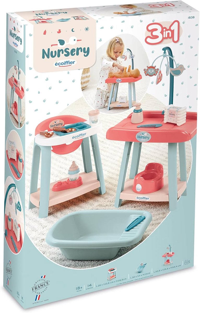 Kinderkamer Set - Poppenhuis Meubels - Poppen Verzorgen - 3-in-1 Speelgoed - 325 x 255 x 545 cm