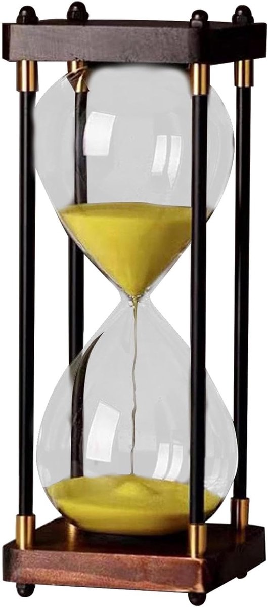 Zandglas Ornament - Zandloper Timer - Tijd Management - Klassiek Design - 25cm Hoog - Geel