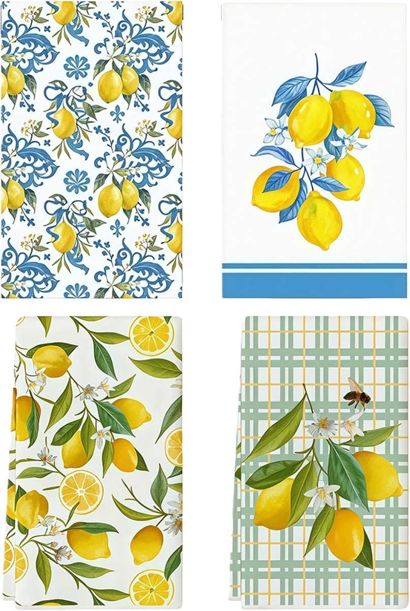 Keukendoeken Set - Theedoeken Keuken - Keuken Schoonmaken - Zomerse Print - 40x60 cm - Geel
