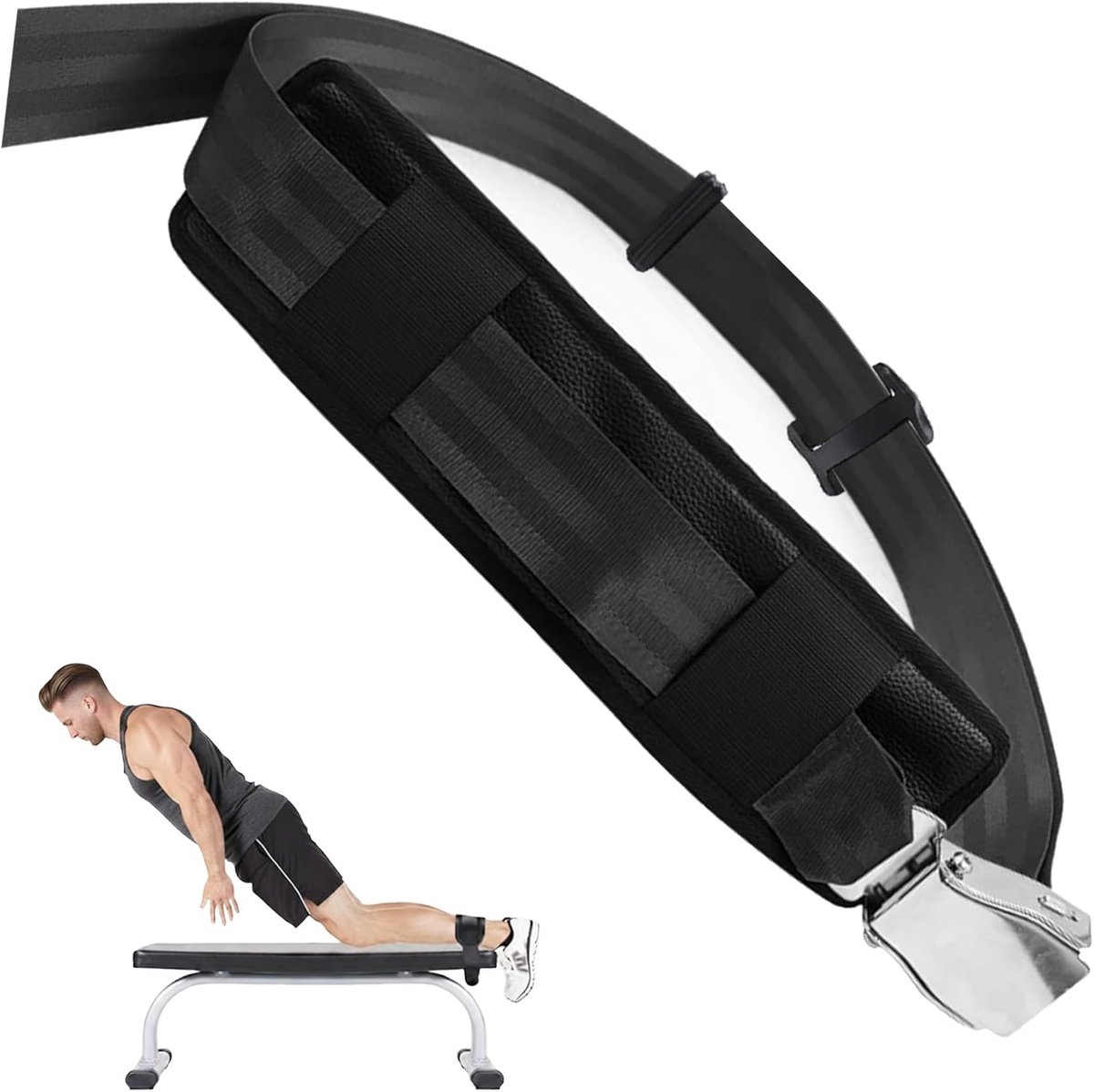 Fitness Stabilisator Riem - Veiligheidsgordel - Zittende Krachttraining - Verbeterde Anti-slip Gesp - Gewatteerde Ondersteuning - Zwart