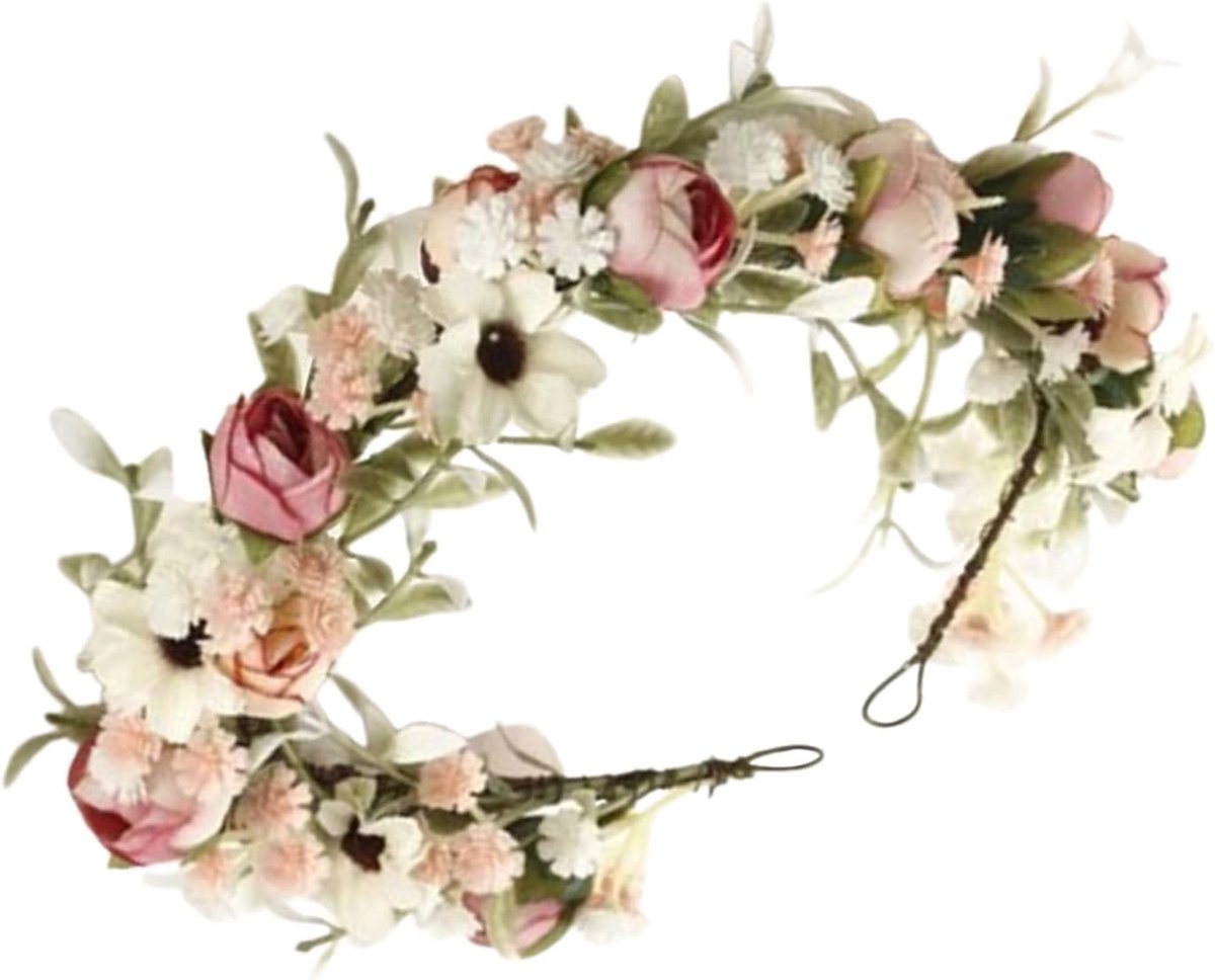 Bloemenkrans - Bloem Hoofdtooi - Feest Accessoire - Zacht Elastiek - 18 cm Diameter