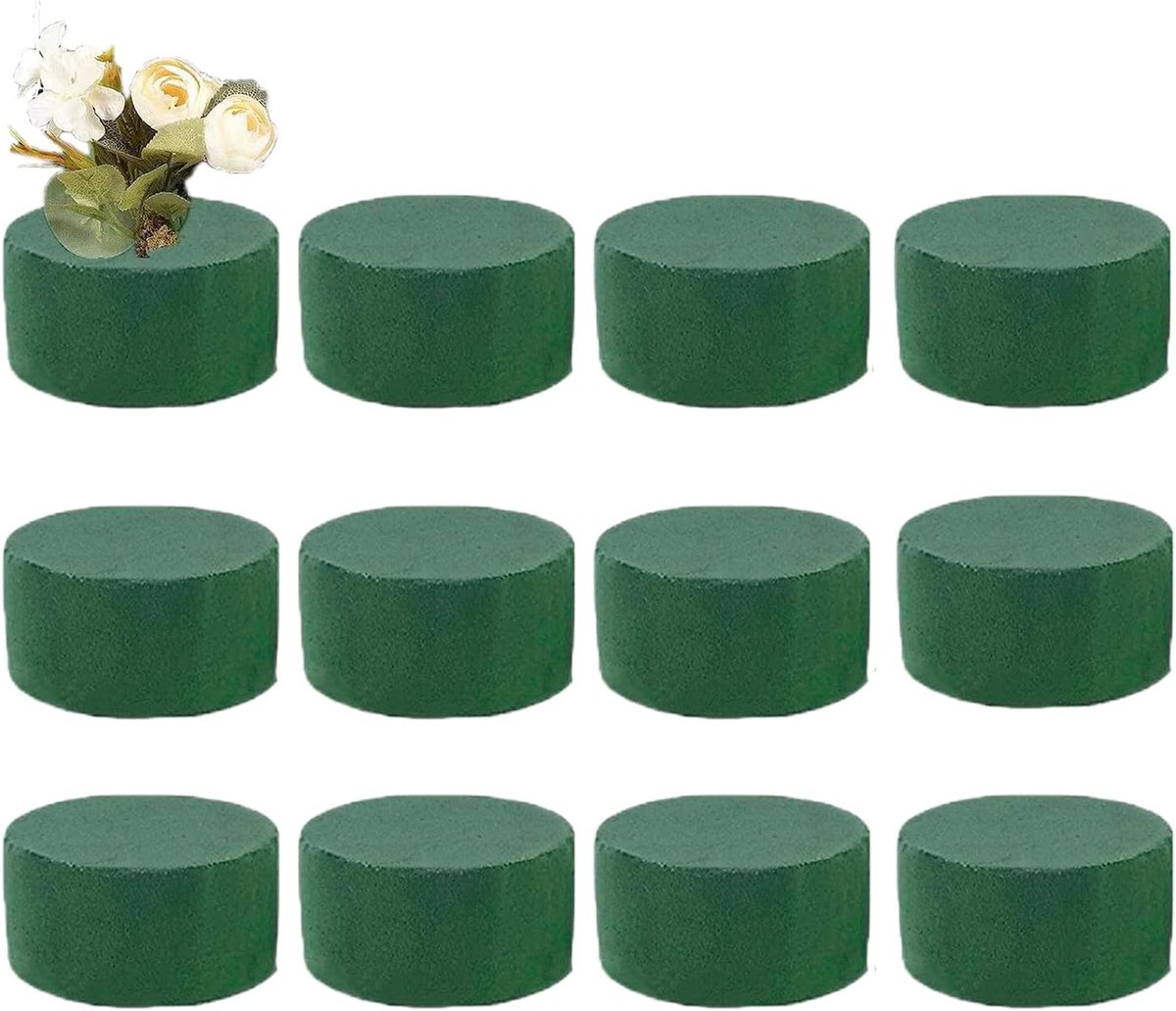 Bloemist Foam Blokken - Bloemenschuim Nat - Bloemstukken Maken - Ronde Vorm - 4 x 8 cm - Groen