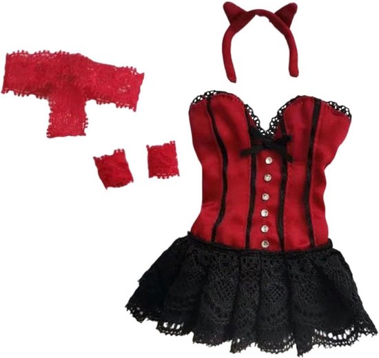 Miniatuur Poppenjurkjes - 1/6 Schaal Kleding - Poppen Aankleden - Complete Outfit Set - 12 cm Jurk — afbeelding 4