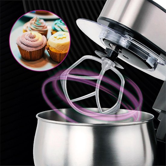 Keukenmachine - Kneedmachine Mixer - Bakken Thuis - Planetaire Beweging Timer - 5 Liter Capaciteit - Roestvrij Staal — afbeelding 2