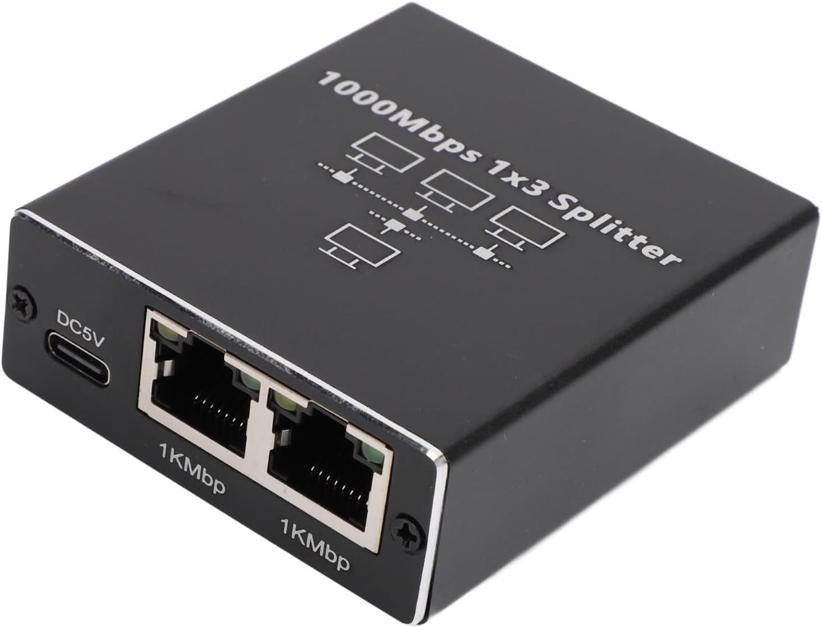 Netwerk Splitter - LAN Adapter - Internet Delen - 1 Tot 3 Poorten - 1000 Mbps Snelheid