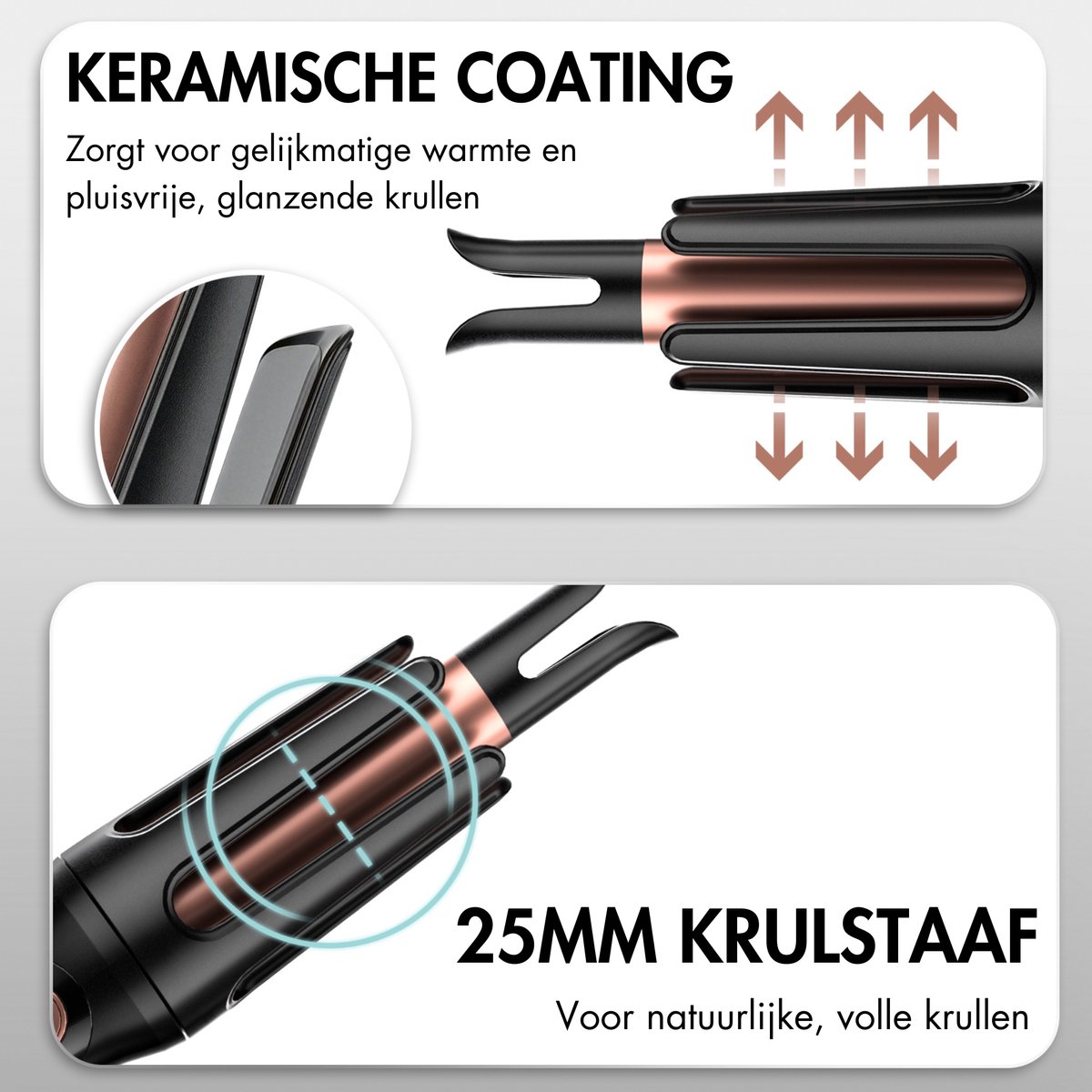 Sansbeauté Automatische Krultang - Keramische Haarkruller - Haarkrultang - Hair Curler - Haarstyler - Wavy Hair - Curling Iron - Krulborstel Roterend - Golvenkrultang - Wave Krultang thumbnail 6