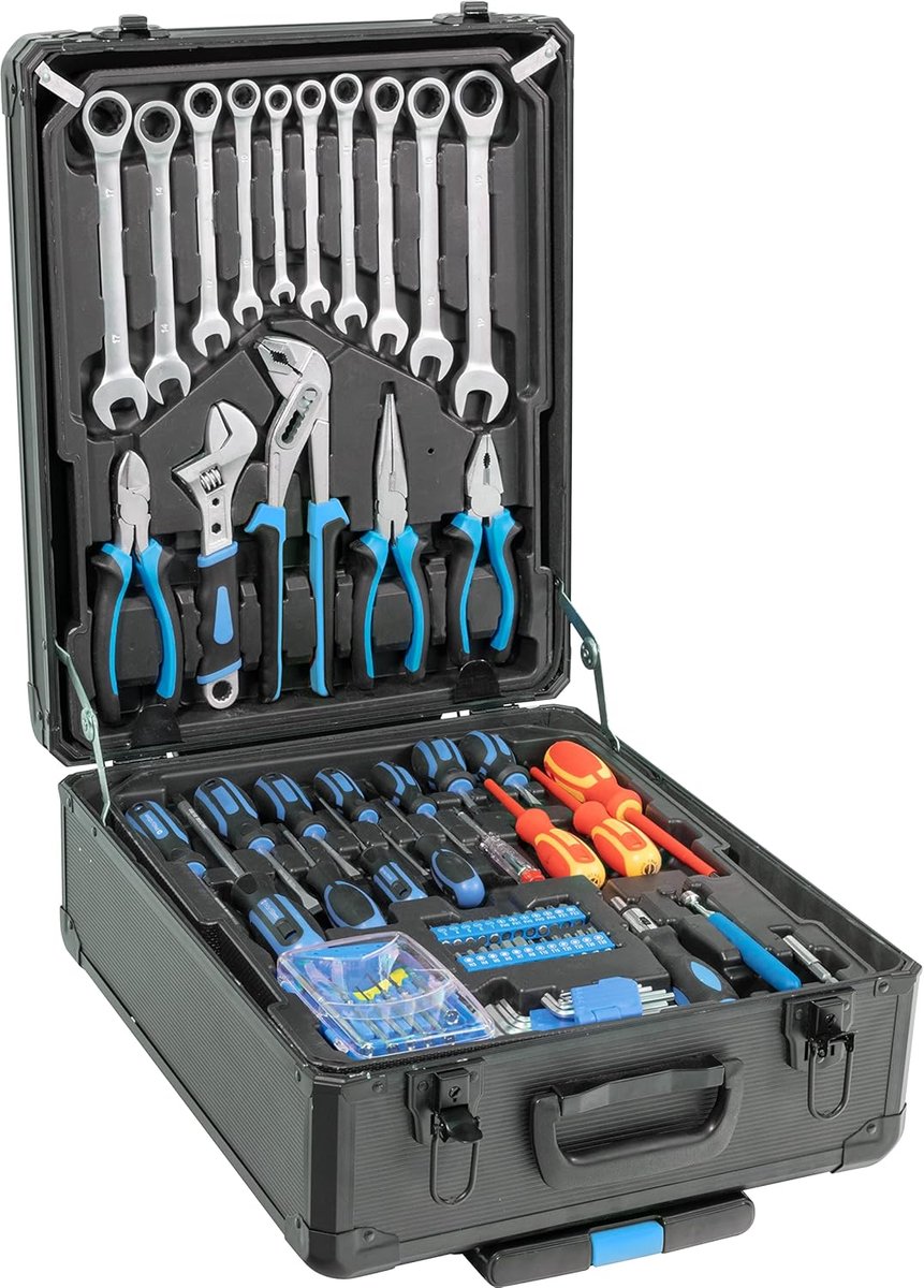 Gereedschapstrolley - Gereedschapskoffer - Compleet Klussen - 500 Delige Set - 37x20x51 cm - Blauw Zwart