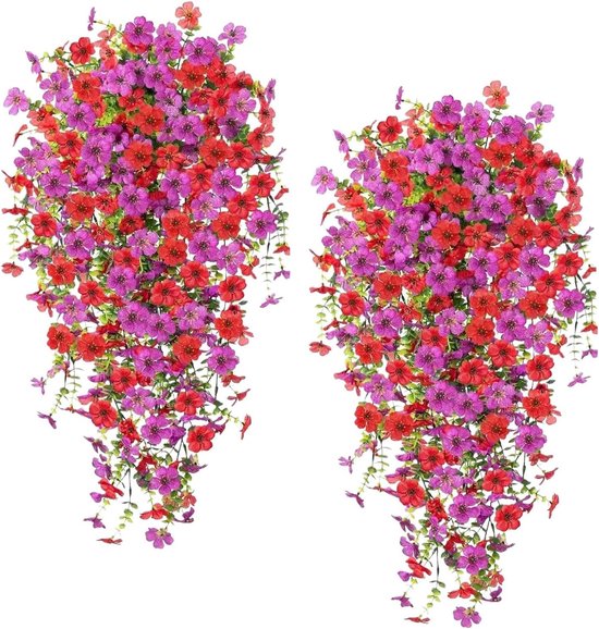 Kunstorchideeën - Zijden bloemen - Huis decoreren - UV-bestendig materiaal - 75 cm - Paars en rood