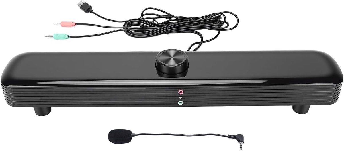 Computer Luidspreker - Desktop Geluid - Draadloze Muziek - 3D Stereo Geluid - 46 x 11 x 8 cm - Zwart