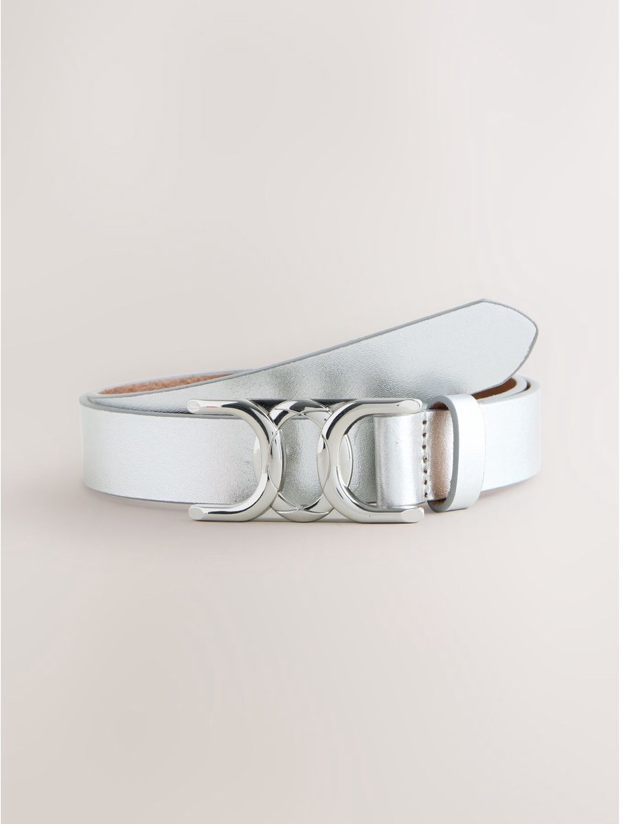 Next - Dames - Leren riem met gesp en regelmatige uitsparingen - Zilver